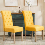 Lot de 2 chaises de salle à manger modernes avec dossier capitonné, assise rembourrée, pieds en bois massif pour salle à manger, salon, chambre à coucher