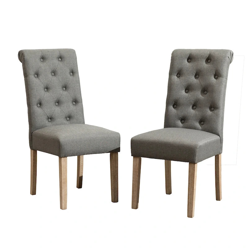 Lot de 2 chaises de salle à manger modernes avec dossier capitonné, assise rembourrée, pieds en bois massif pour salle à manger, salon, chambre à coucher