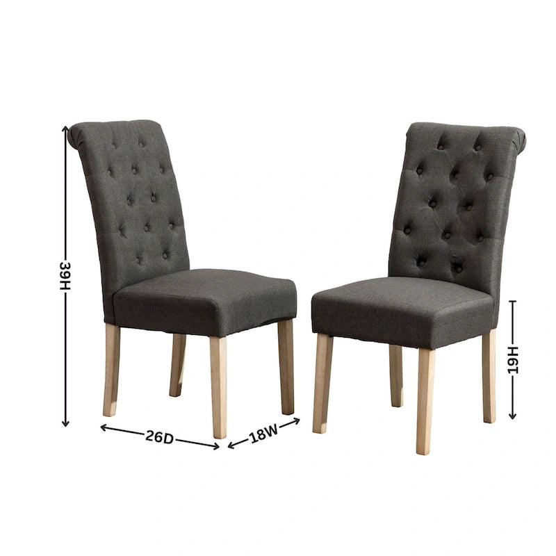 Lot de 2 chaises de salle à manger modernes avec dossier capitonné, assise rembourrée, pieds en bois massif pour salle à manger, salon, chambre à coucher