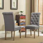 Lot de 2 chaises de salle à manger modernes avec dossier capitonné, assise rembourrée, pieds en bois massif pour salle à manger, salon, chambre à coucher