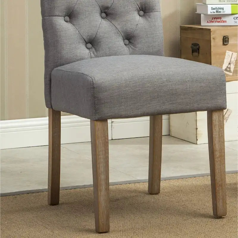 Lot de 2 chaises de salle à manger modernes avec dossier capitonné, assise rembourrée, pieds en bois massif pour salle à manger, salon, chambre à coucher