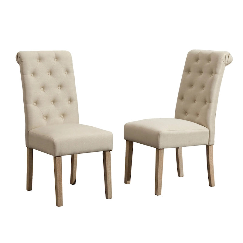 Lot de 2 chaises de salle à manger modernes avec dossier capitonné, assise rembourrée, pieds en bois massif pour salle à manger, salon, chambre à coucher