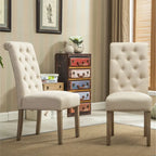 Lot de 2 chaises de salle à manger modernes avec dossier capitonné, assise rembourrée, pieds en bois massif pour salle à manger, salon, chambre à coucher