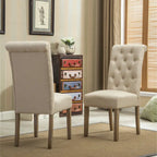 Lot de 2 chaises de salle à manger modernes avec dossier capitonné, assise rembourrée, pieds en bois massif pour salle à manger, salon, chambre à coucher