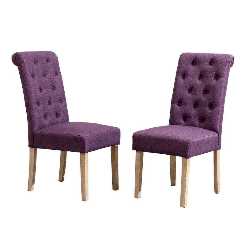 Lot de 2 chaises de salle à manger modernes avec dossier capitonné, assise rembourrée, pieds en bois massif pour salle à manger, salon, chambre à coucher