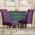 Lot de 2 chaises de salle à manger modernes avec dossier capitonné, assise rembourrée, pieds en bois massif pour salle à manger, salon, chambre à coucher