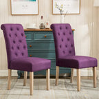 Lot de 2 chaises de salle à manger modernes avec dossier capitonné, assise rembourrée, pieds en bois massif pour salle à manger, salon, chambre à coucher