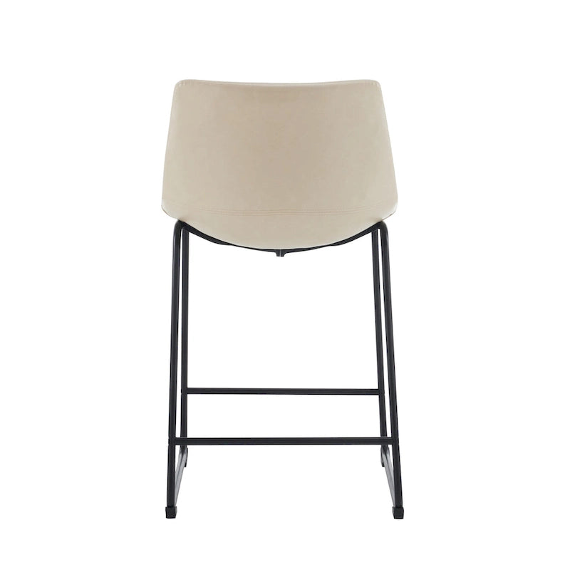 Vintage 24 - Lot de 2 tabourets de bar avec dossier en cuir sans accoudoirs, pieds en métal, repose-pieds pour îlot de cuisine, café, pub, comptoir de bar