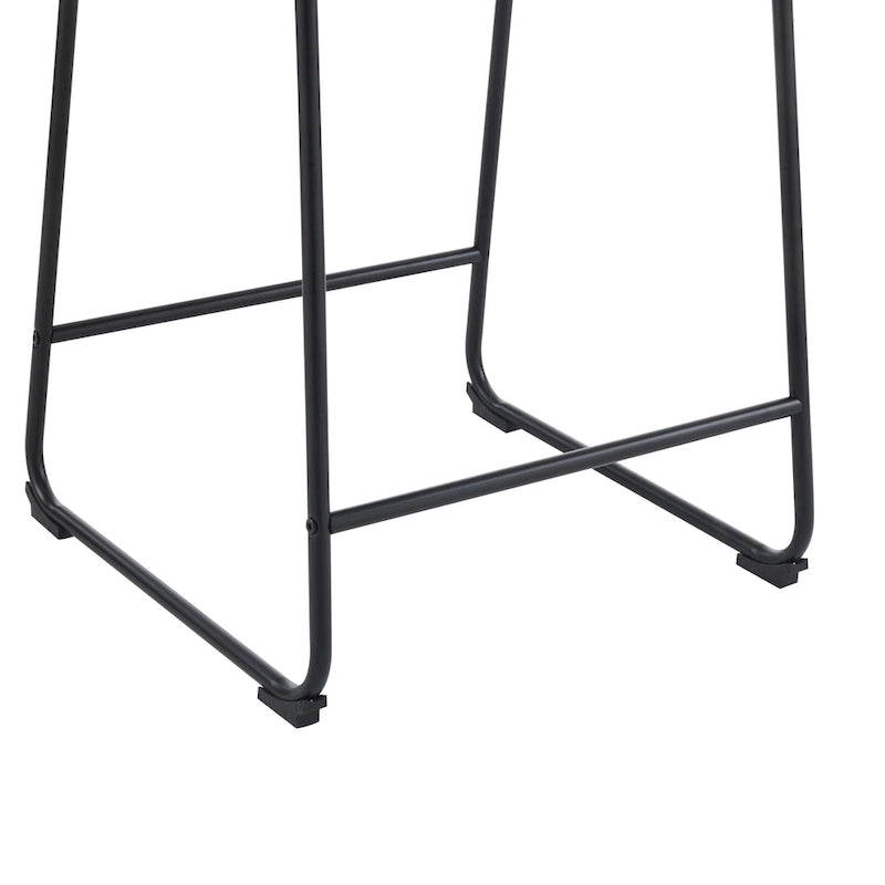 Vintage 24 - Lot de 2 tabourets de bar avec dossier en cuir sans accoudoirs, pieds en métal, repose-pieds pour îlot de cuisine, café, pub, comptoir de bar