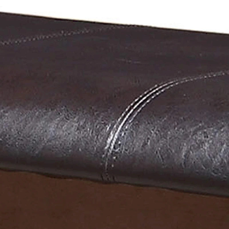 Banc en bois à hauteur de comptoir avec assise en similicuir, marron et noir