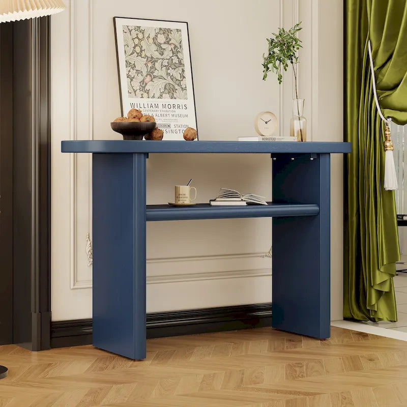 Console élégante et minimaliste avec bords arrondis et étagère robuste pour entrée
