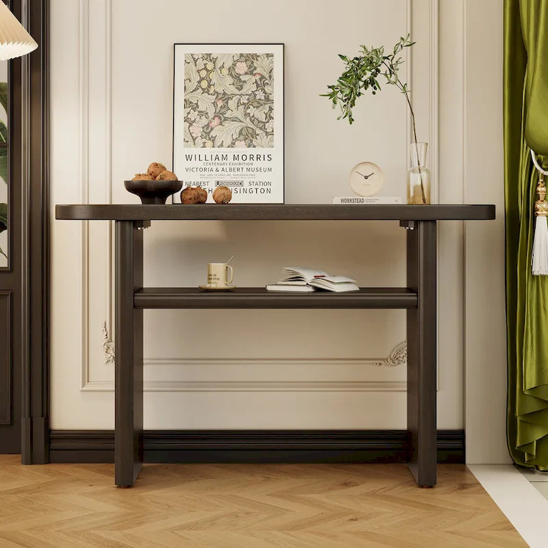Console élégante et minimaliste avec bords arrondis et étagère robuste pour entrée