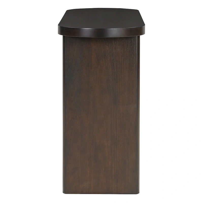 Console élégante et minimaliste avec bords arrondis et étagère robuste pour entrée