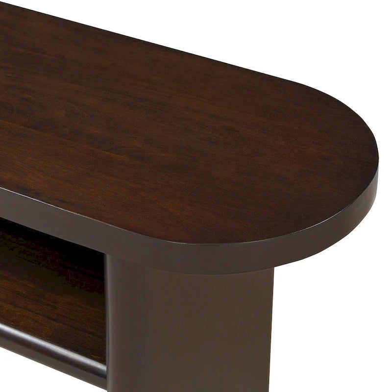 Console élégante et minimaliste avec bords arrondis et étagère robuste pour entrée