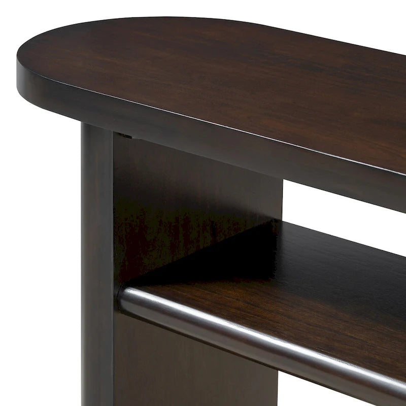 Console élégante et minimaliste avec bords arrondis et étagère robuste pour entrée
