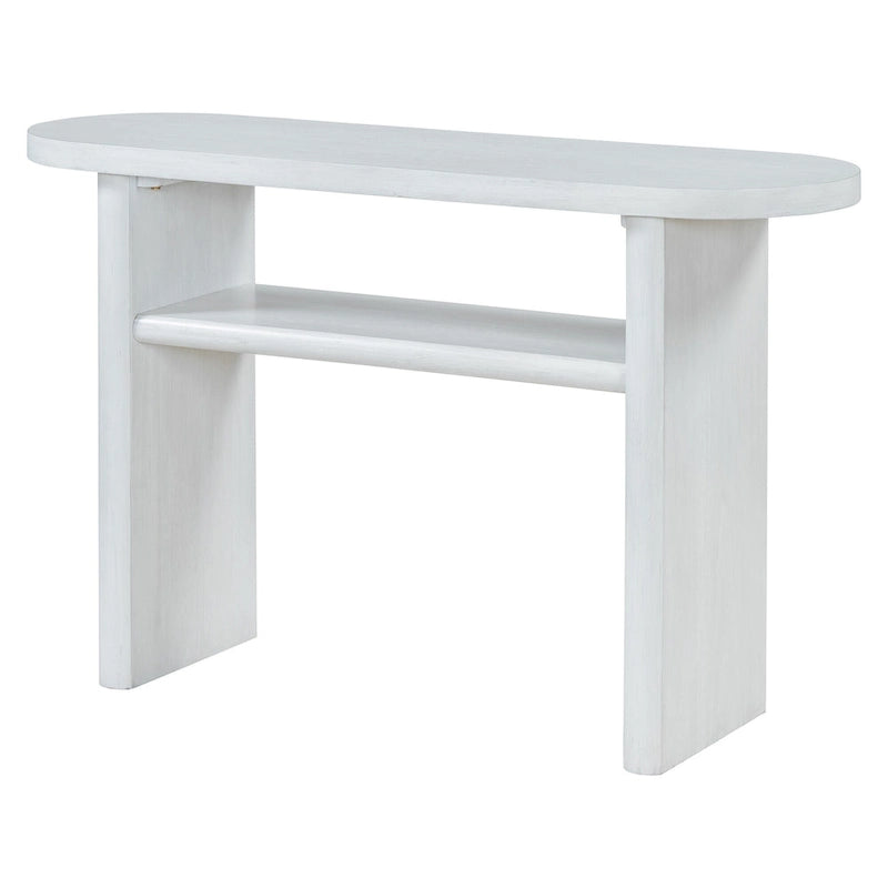 Console élégante et minimaliste avec bords arrondis et étagère robuste pour entrée
