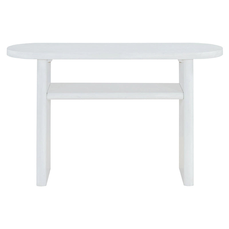Console élégante et minimaliste avec bords arrondis et étagère robuste pour entrée