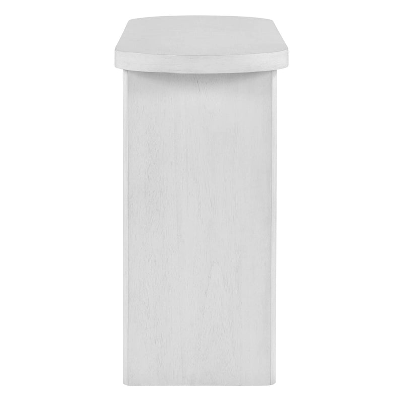 Console élégante et minimaliste avec bords arrondis et étagère robuste pour entrée