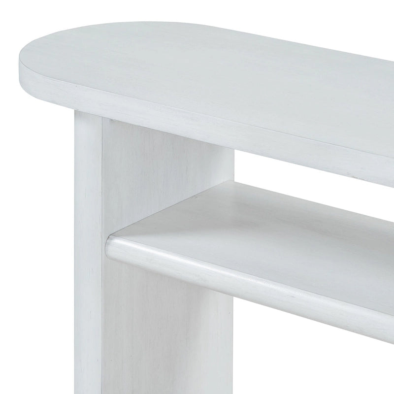 Console élégante et minimaliste avec bords arrondis et étagère robuste pour entrée