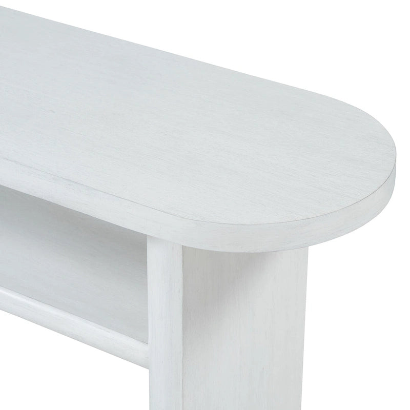 Console élégante et minimaliste avec bords arrondis et étagère robuste pour entrée