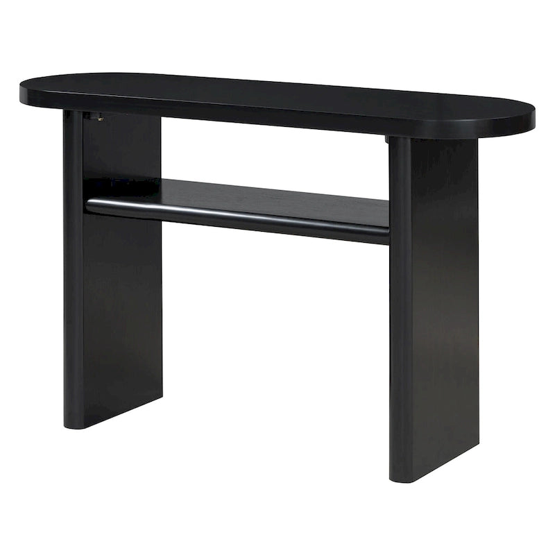 Console élégante et minimaliste avec bords arrondis et étagère robuste pour entrée