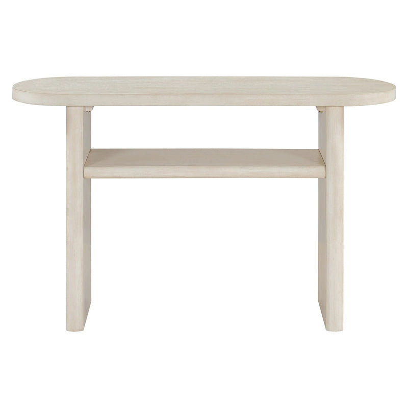 Console élégante et minimaliste avec bords arrondis et étagère robuste pour entrée
