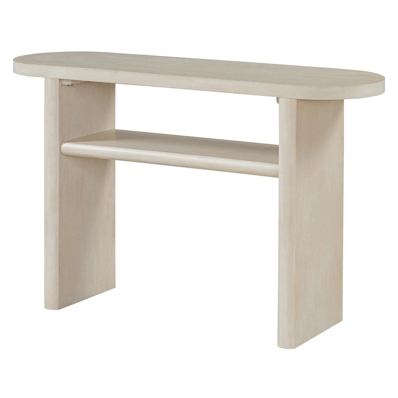 Console élégante et minimaliste avec bords arrondis et étagère robuste pour entrée