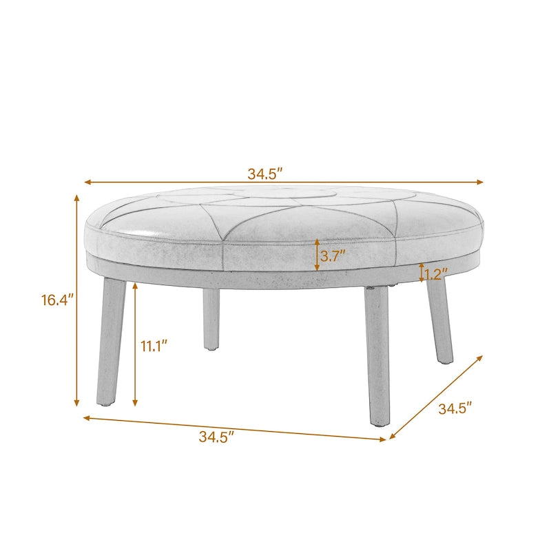 Ensemble de 2 poufs en cuir pleine fleur véritable italien 34,5 W
