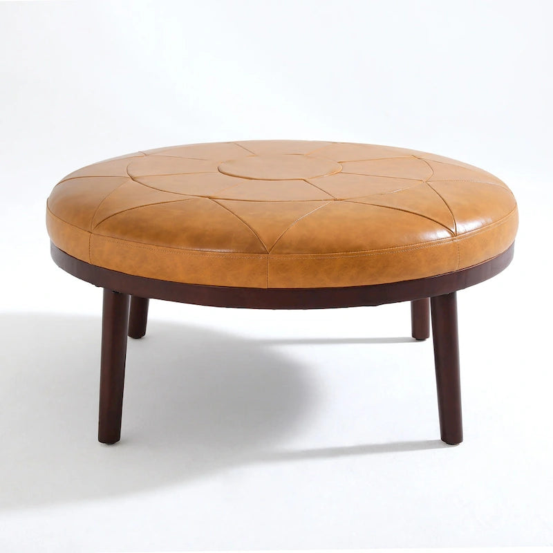 Ensemble de 2 poufs en cuir pleine fleur véritable italien 34,5 W