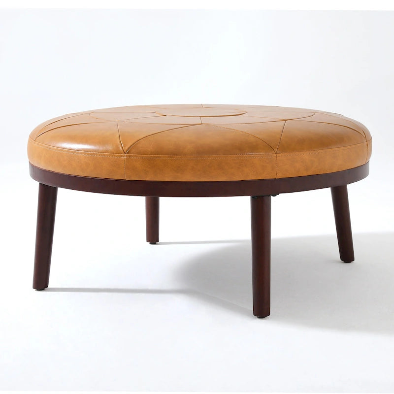 Ensemble de 2 poufs en cuir pleine fleur véritable italien 34,5 W