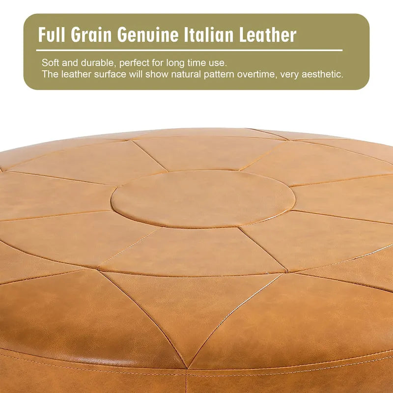 Ensemble de 2 poufs en cuir pleine fleur véritable italien 34,5 W