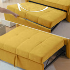 Canapé-lit convertible en tissu chenille jaune - 39,00 x 53,50 x 31,50