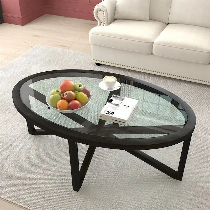 Modern Simple Glass Coffee Table, Tempered Glass Coffee Table