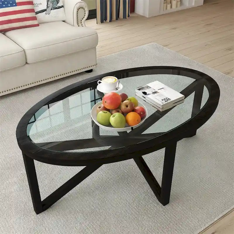 Table basse moderne et simple en verre, table basse en verre trempé