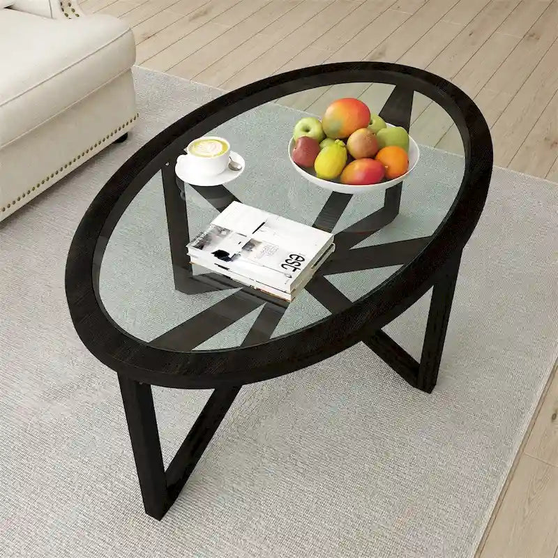 Table basse moderne et simple en verre, table basse en verre trempé