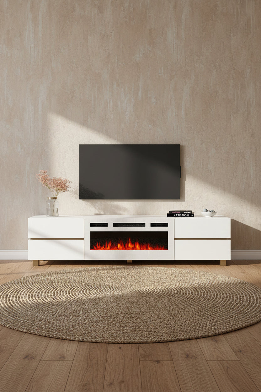 Bono 01 WH-EF Fireplace TV Stand