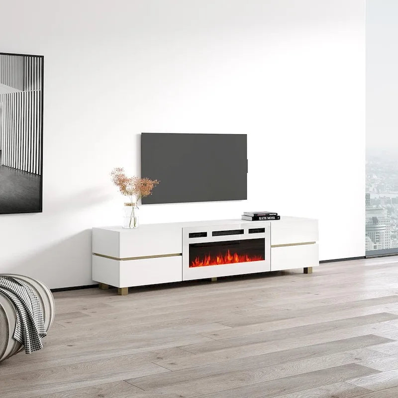 Meuble TV avec cheminée