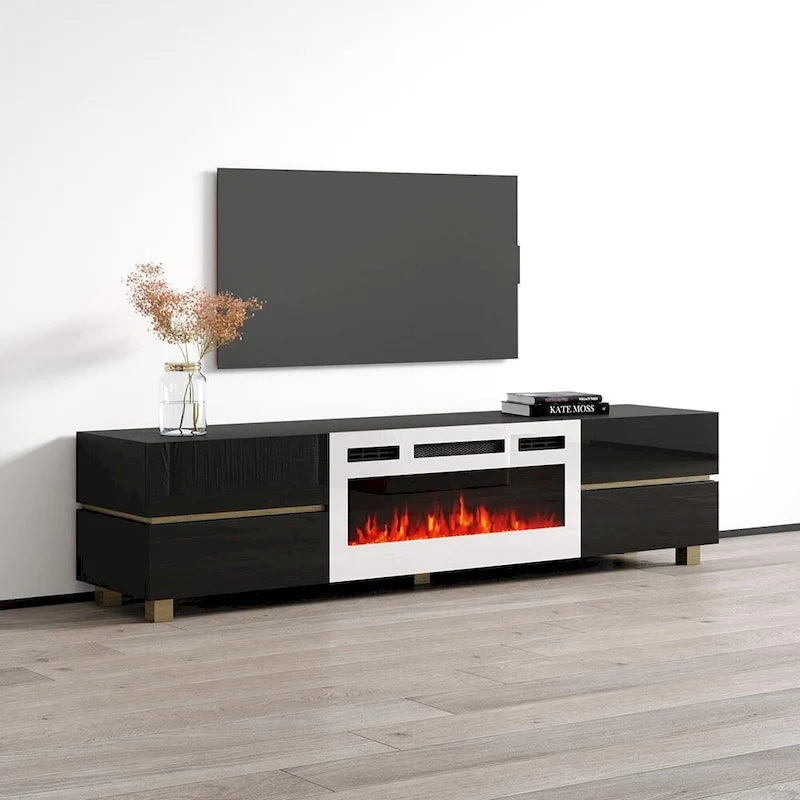 Meuble TV avec cheminée