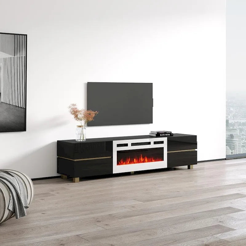 Meuble TV avec cheminée