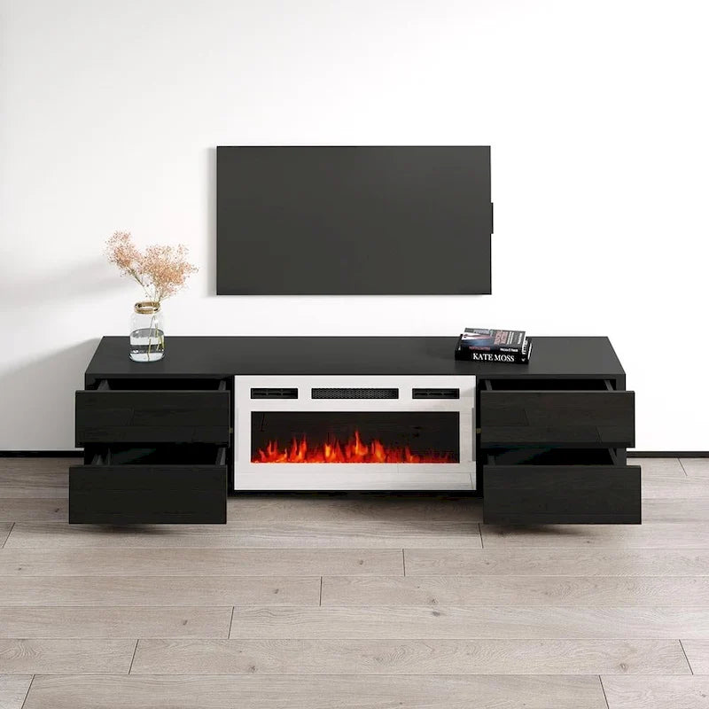 Meuble TV avec cheminée