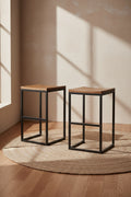 Tabouret sans dossier en bois et fer