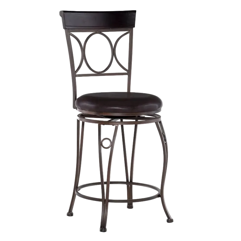 Tabouret de comptoir en similicuir noir avec dossier en spirale