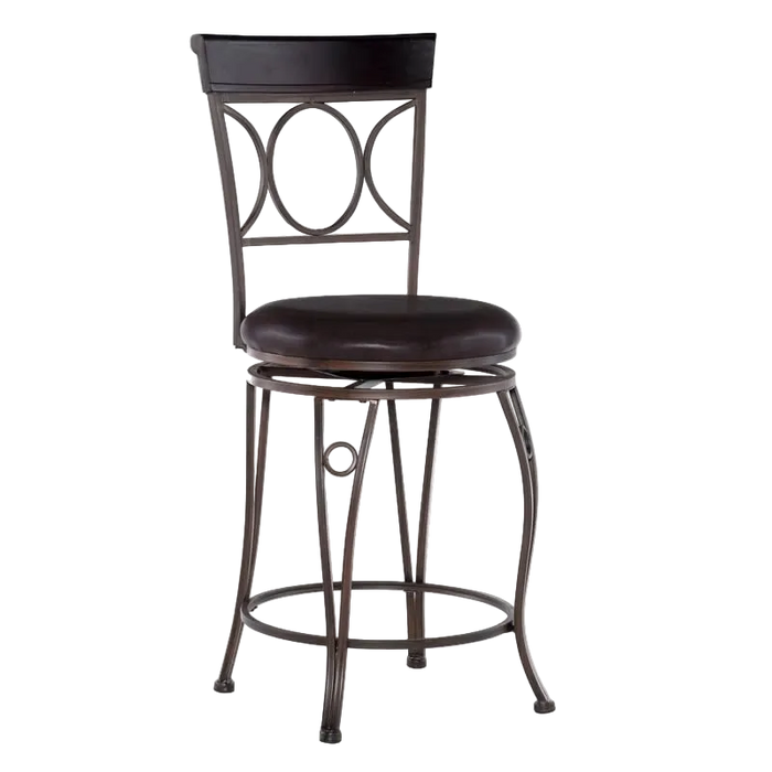 Tabouret de comptoir en similicuir noir avec dossier en spirale