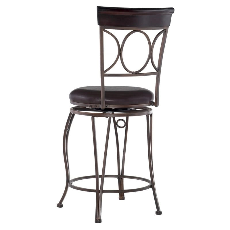Tabouret de comptoir en similicuir noir avec dossier en spirale