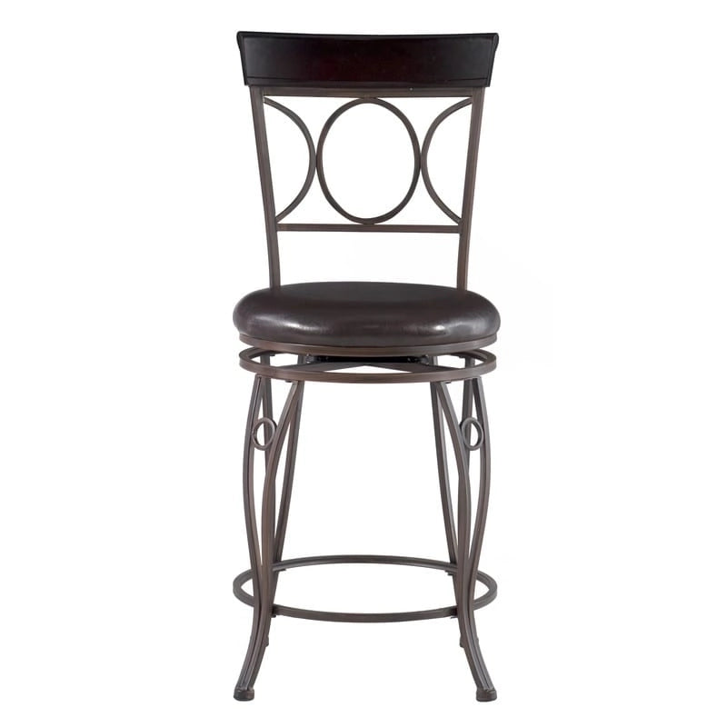Tabouret de comptoir en similicuir noir avec dossier en spirale
