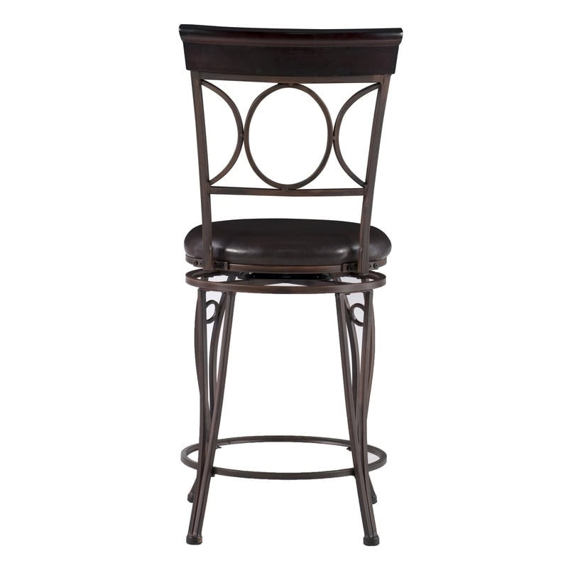 Tabouret de comptoir en similicuir noir avec dossier en spirale