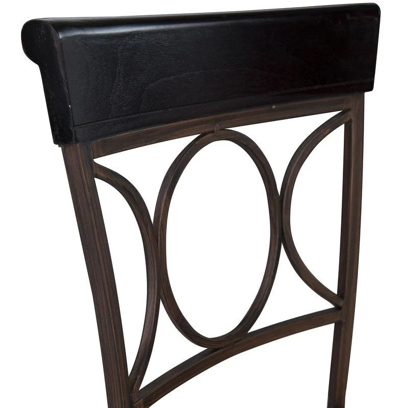 Tabouret de comptoir en similicuir noir avec dossier en spirale