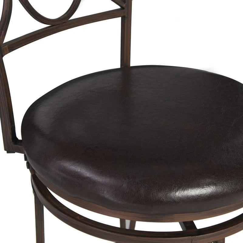 Tabouret de comptoir en similicuir noir avec dossier en spirale