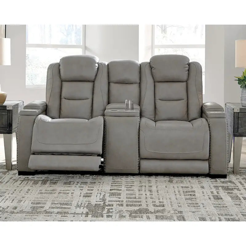 Signature Design by Ashley Man-Den Leather Power Dual Adjustable Reclining Loveseat - 74 W x 40 D x 43 H
