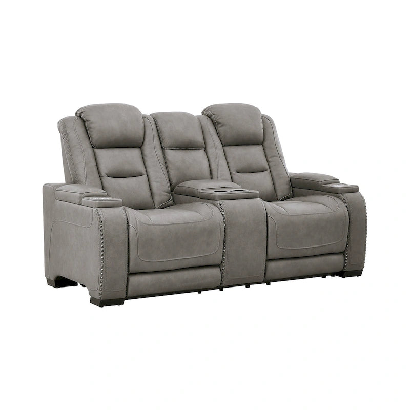 Causeuse inclinable en cuir motorisée à double ajustement - 74 L x 40 P x 43 H